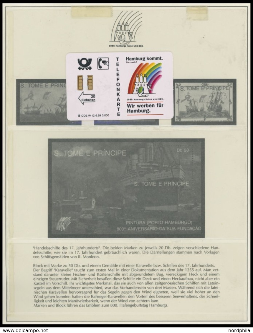 SONSTIGE MOTIVE **,Brief , 1989. Hamburgs Hafen Wird 800 Im Lindner Spezialalbum Mit Einzelmarken, Blocks, Belegen, Farb - Non Classés