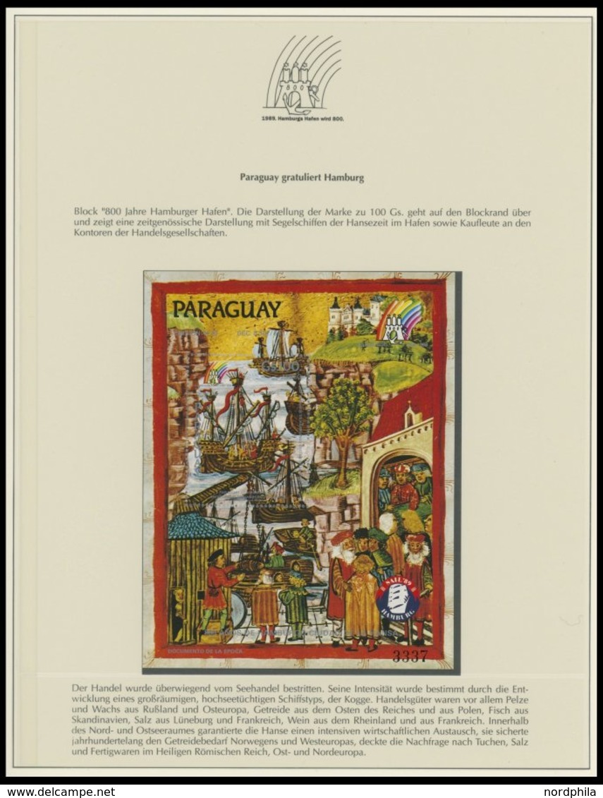 SONSTIGE MOTIVE **,Brief , 1989. Hamburgs Hafen Wird 800 Im Lindner Spezialalbum Mit Einzelmarken, Blocks, Belegen, Farb - Unclassified