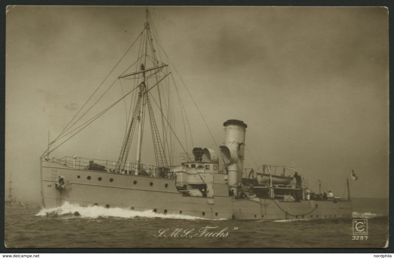 ALTE POSTKARTEN - SCHIFFE KAISERL. MARINE BIS 1918 S.M.S. Fuchs, 2 Ungebrauchte Karten - Guerre