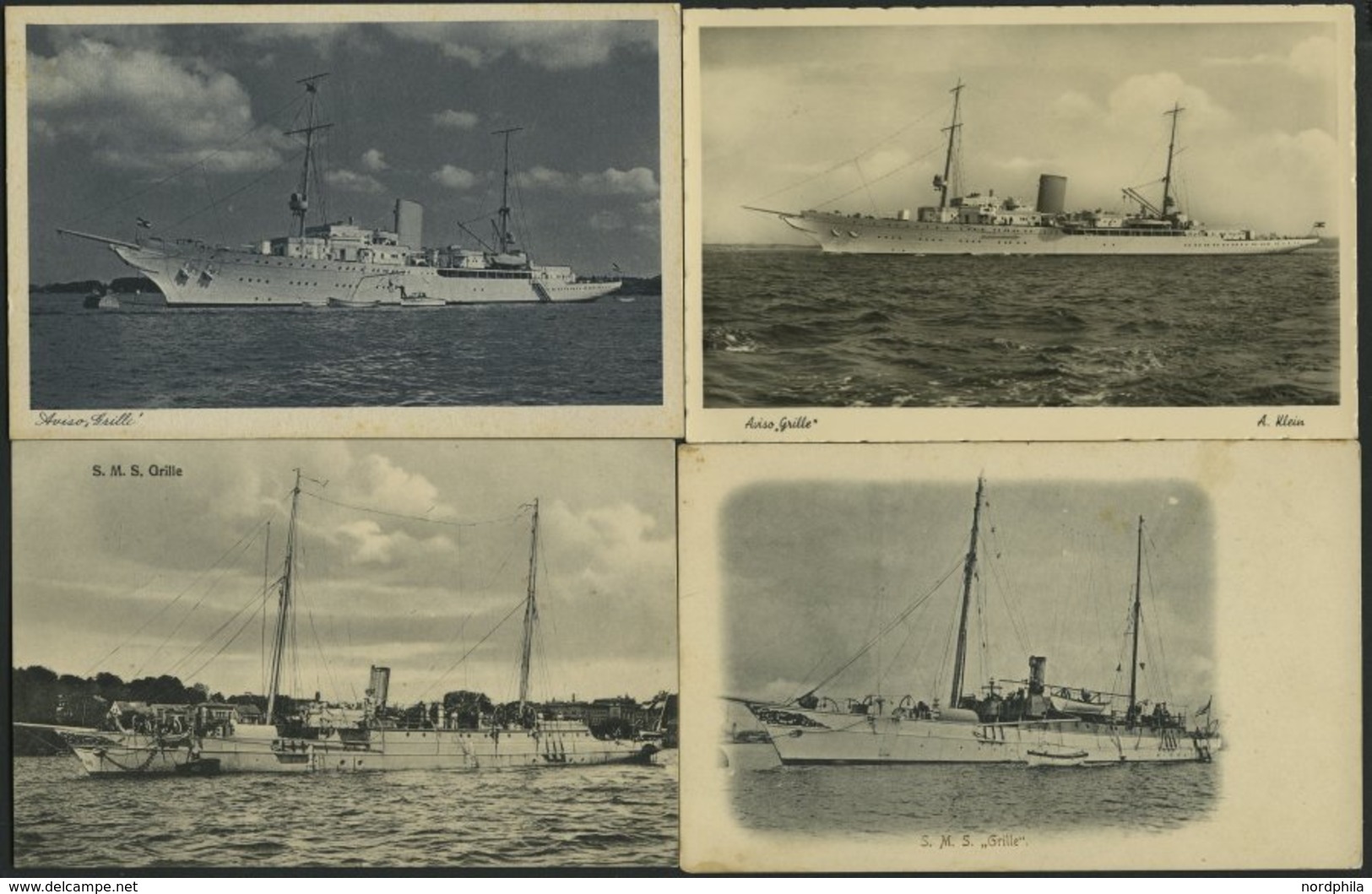 ALTE POSTKARTEN - SCHIFFE KAISERL. MARINE BIS 1918 S.M.S. GRILLE ,4 Karten, Eine Davon Gebraucht - Oorlog