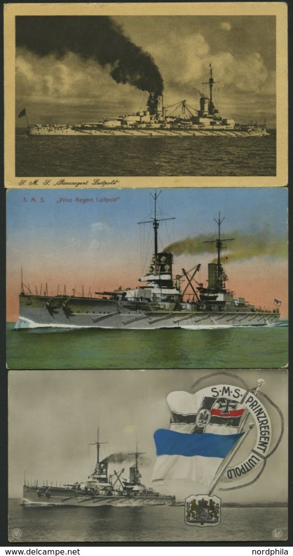 ALTE POSTKARTEN - SCHIFFE KAISERL. MARINE BIS 1918 S.M.S. Printregent Luitpold, 3 Karten, Dabei Eine Feldpostkarte - Guerra