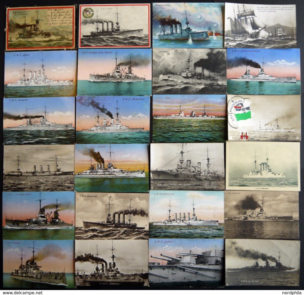 ALTE POSTKARTEN - SCHIFFE KAISERL. MARINE BIS 1918 Kriegsschiffe, Interessante Sammlung Von 54 Karten, Teils Sehr Selten - Guerra