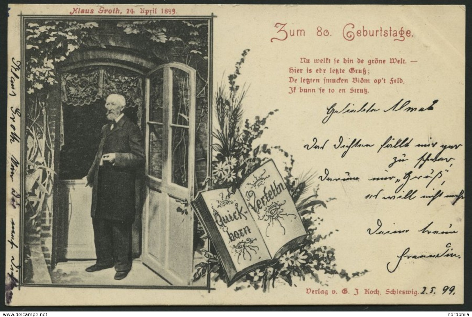 ALTE POSTKARTEN - PERSÖNLICHKEITEN Klaus Groth, Zum 80. Geburstag Aus Schleswig, Lithokarte Von 1899 - Actors