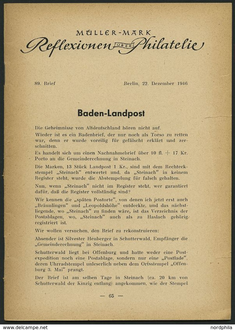 PHIL. LITERATUR Reflexionen über Philatelie, 89. Brief Baden-Landpost Bis 95. Brief Die Hermesköpfe Von Griechenland In  - Filatelia E Storia Postale