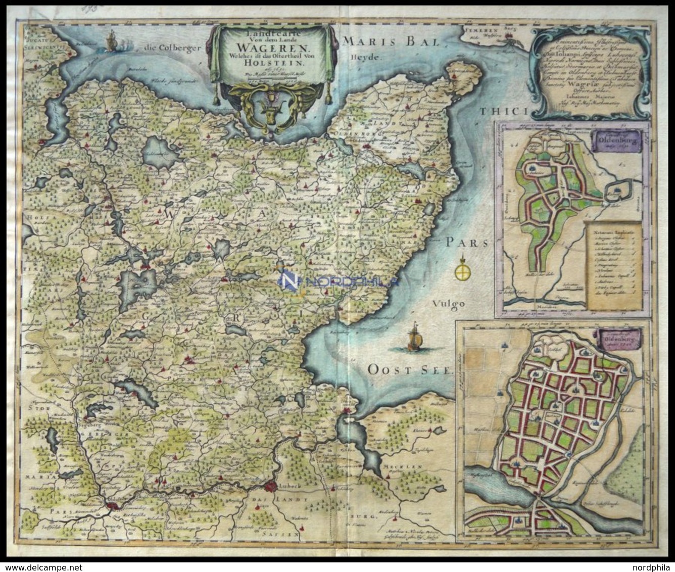 Wagrien Mit Grundrißplänen Von Oldenburg, Landtcarte Von Dem Lande Wageren, Welches Ist Das Ostertheil Von Holstein, Kol - Altri & Non Classificati