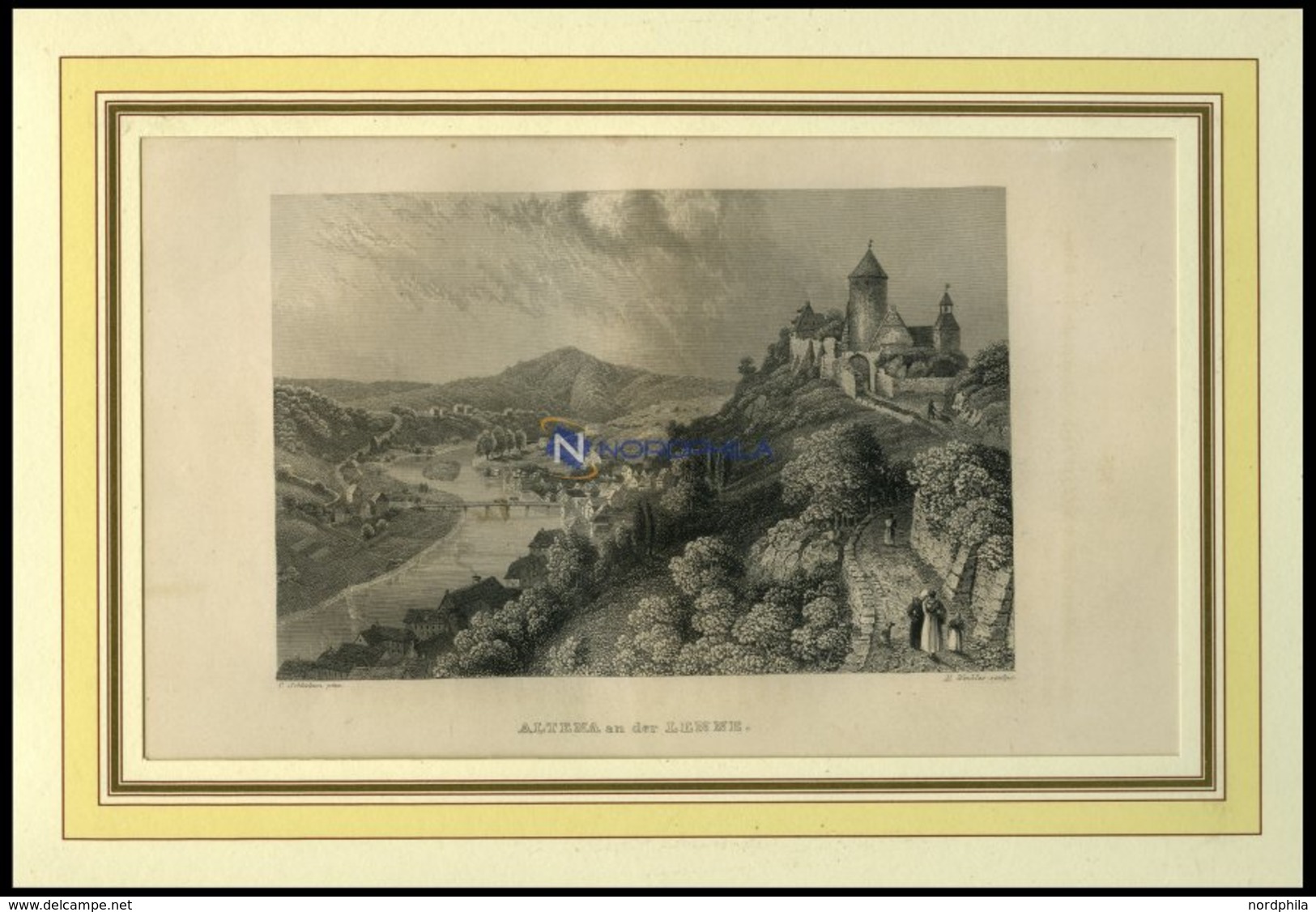 ALTENA An Der LENNE, Gesamtansicht, Stahlstich Von Schlickum/Winkles Um 1880 - Lithografieën