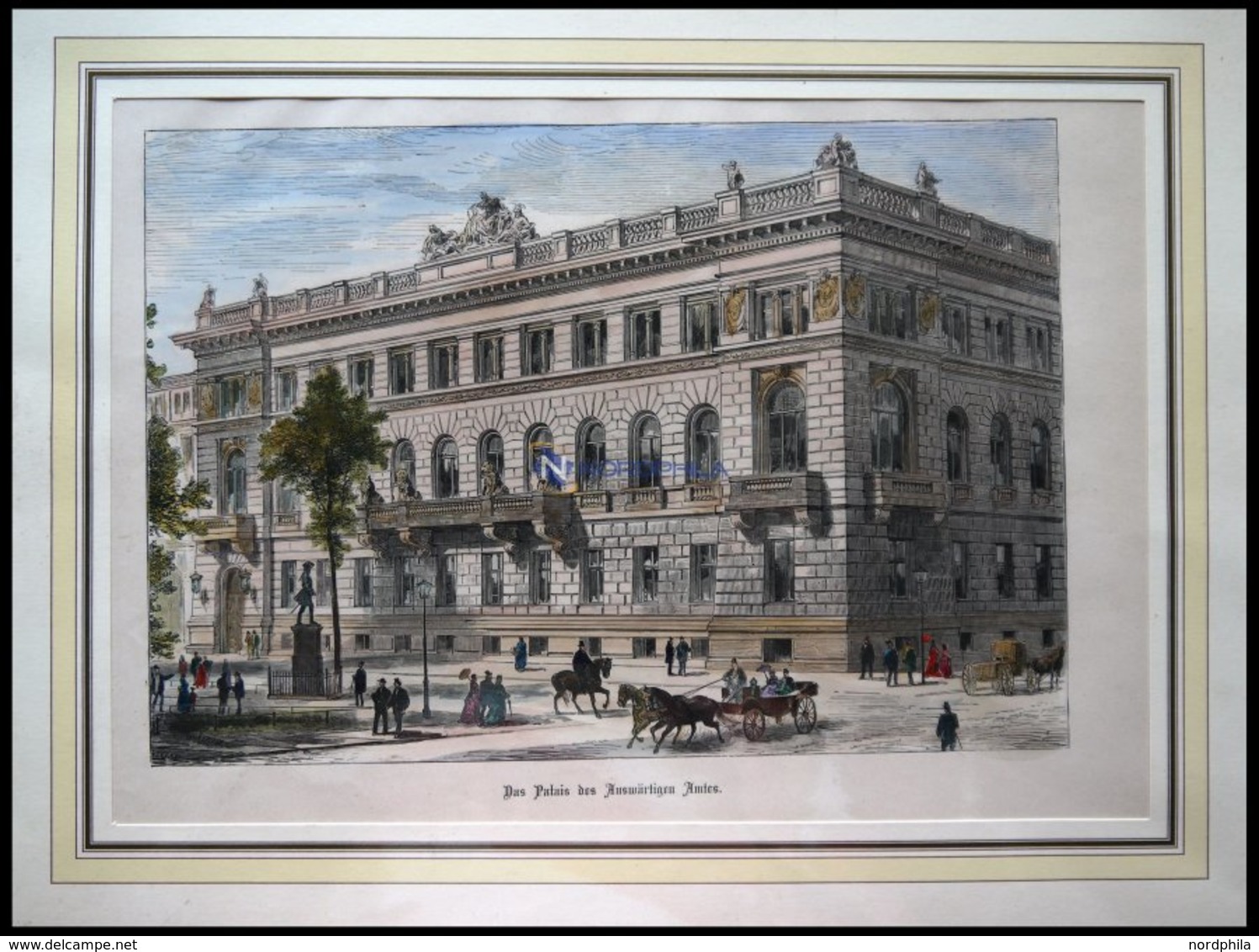 BERLIN: Das Palais Des Auswärtigen Amtes, Kolorierter Holzstich Um 1880 - Litografía