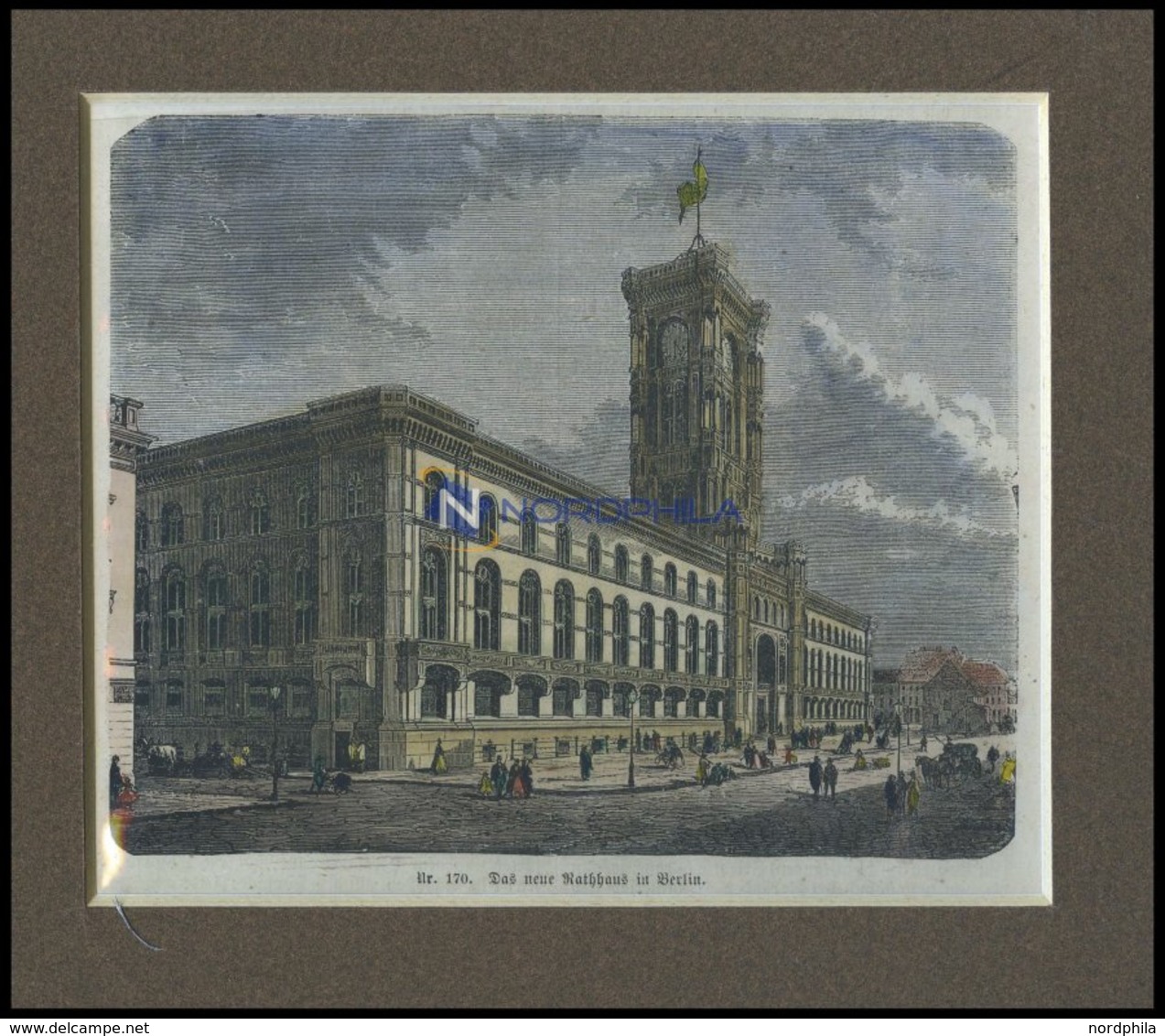 BERLIN: Das Neue Rathaus, Kolorierter Holzstich Um 1880 - Litografia