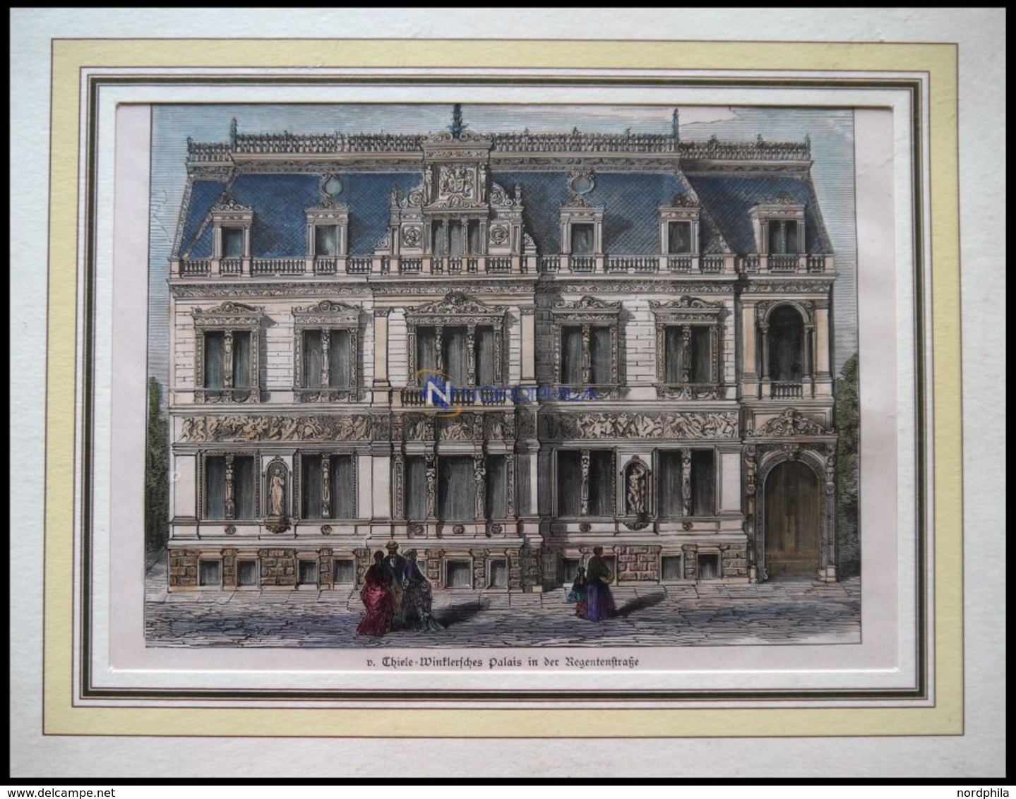 BERLIN: V.Thiele-Winklersches Palais In Der Regentstraße, Kolorierter Holzstich Um 1880 - Litografia