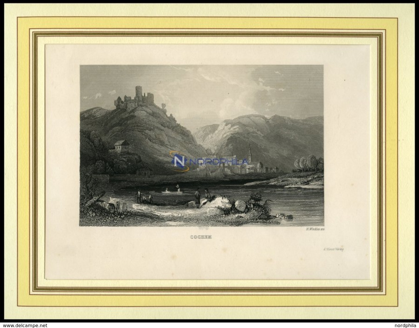 COCHEM, Gesamtansicht, Stahlstich Von Winkles Um 1840 - Lithographien