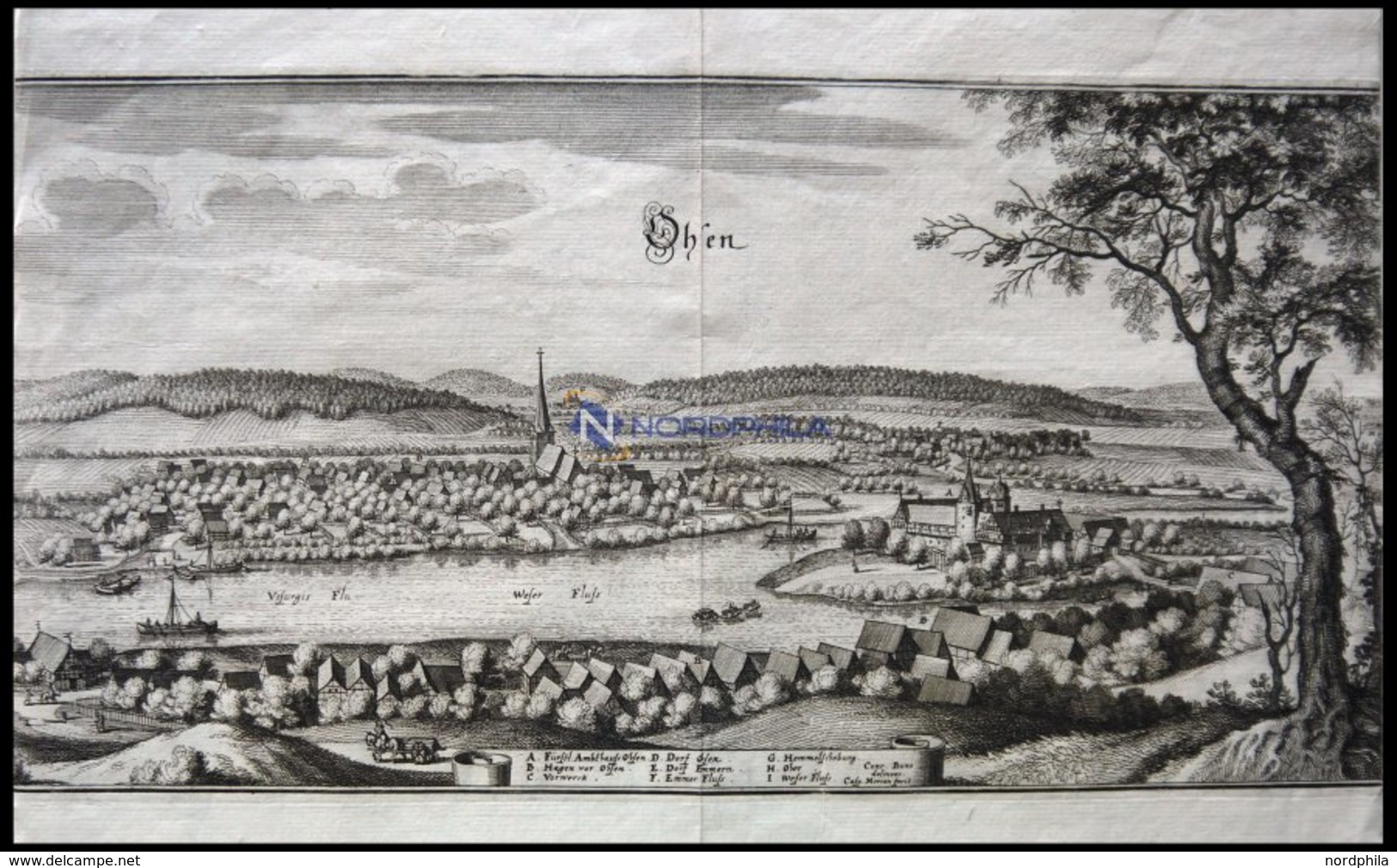HAGENOHSEN, Gesamtansicht, Kupferstich Von Merian Um 1645 - Litografía