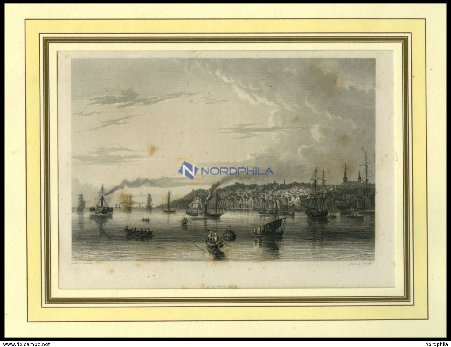 HAMBURG-ALTONA, Gesamtansicht übers Wasser Gesehen, Kl. Stockflecken, Stahlstich Von Sander/Winkles Um 1840 - Lithografieën