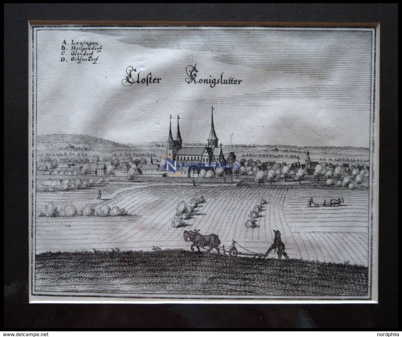 KÖNIGSLUTTER: Das Kloster, Kupferstich Von Merian Um 1645 - Litografía