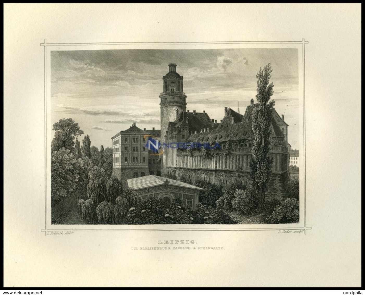 LEIPZIG: Die Pleissenburg (Kaserne Und Sternwarte), Stahlstich Von Rohbock/Oeder Um 1850 - Lithographies