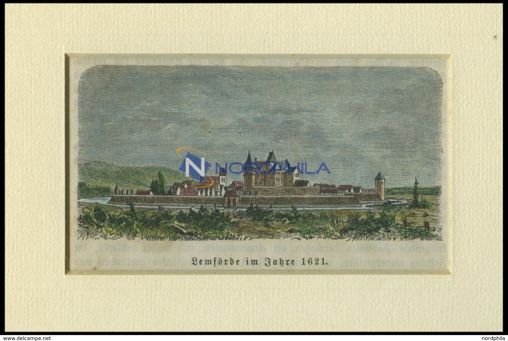 LEMFÖRDE, Gesamtansicht, Kolorierter Holzstich Auf Vaterländische Geschichten Von Görges 1843/4 - Lithographien