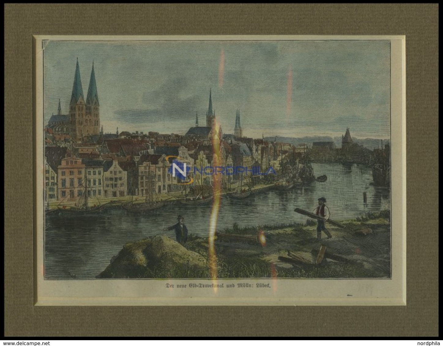 LÜBECK: Der Neue Elb-Travekanal, Kolorierter Holzstich Um 1880 - Lithographien