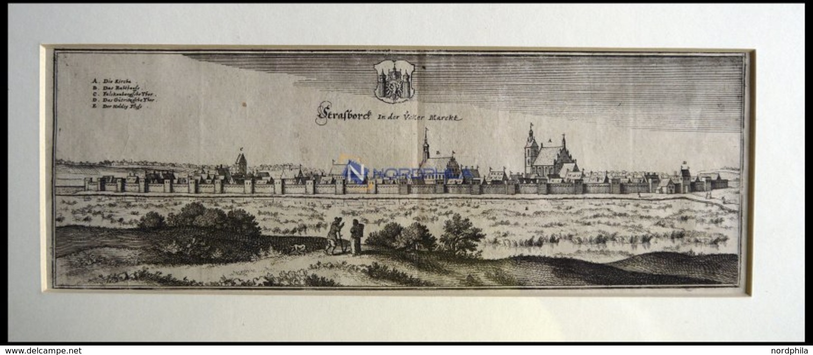 STRASBURG/UCKERMARK, Gesamtansicht, Kupferstich Von Merian Um 1645 - Litografía