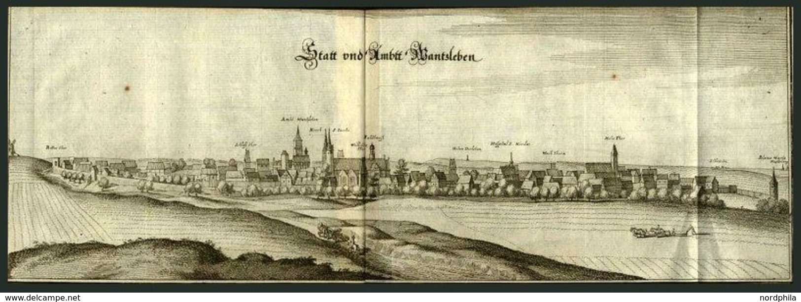 WANZLEBEN/SACHS., Gesamtansicht, Kupferstich Um 1650 - Litografia