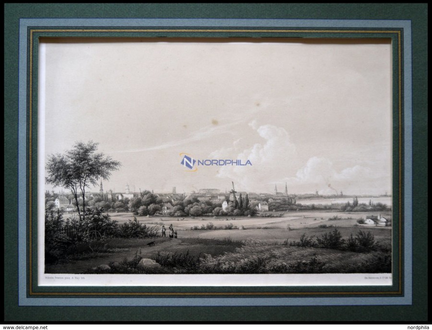 KOPENHAGEN (Kjöbenhavn Seet Fra Valby-Bakke), Gesamtansicht, Lithographie Mit Tonplatte Von Alexander Nay Nach Wilhelm P - Litografía