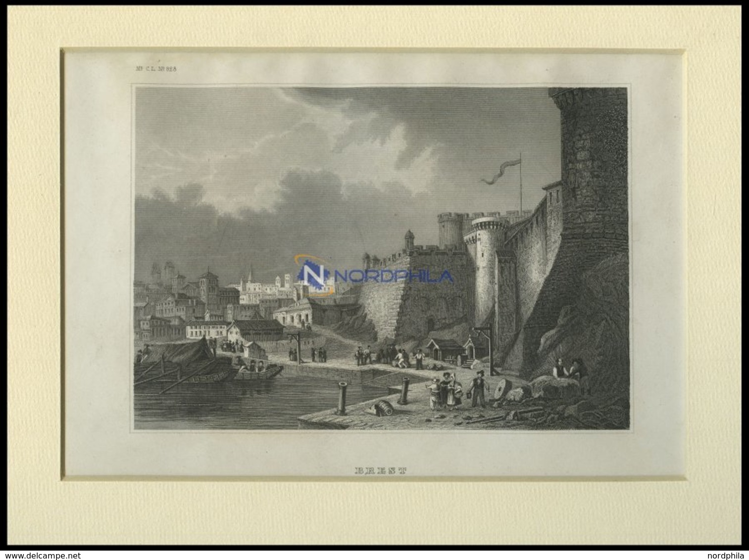 BREST: Teilansicht, Stahlstich Von B.I. Um 1840 - Lithografieën