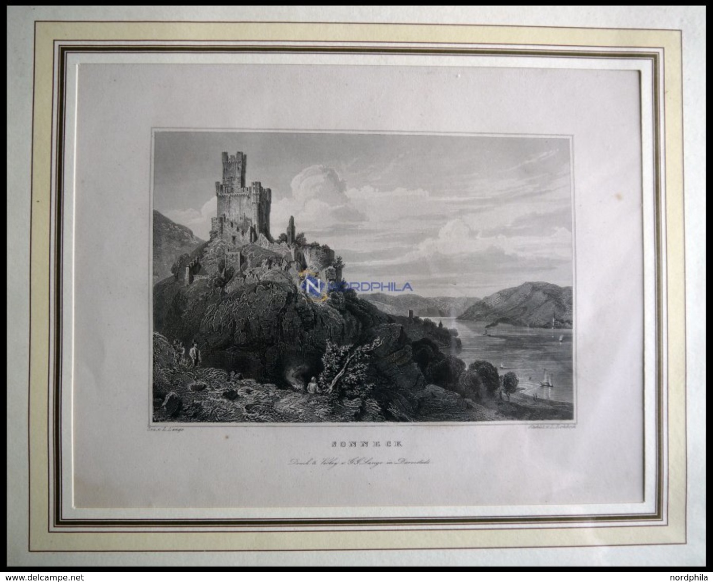 SONNECK, Gesamtansicht Stahlstich Von Lange/Rohbock Um 1840 - Lithografieën