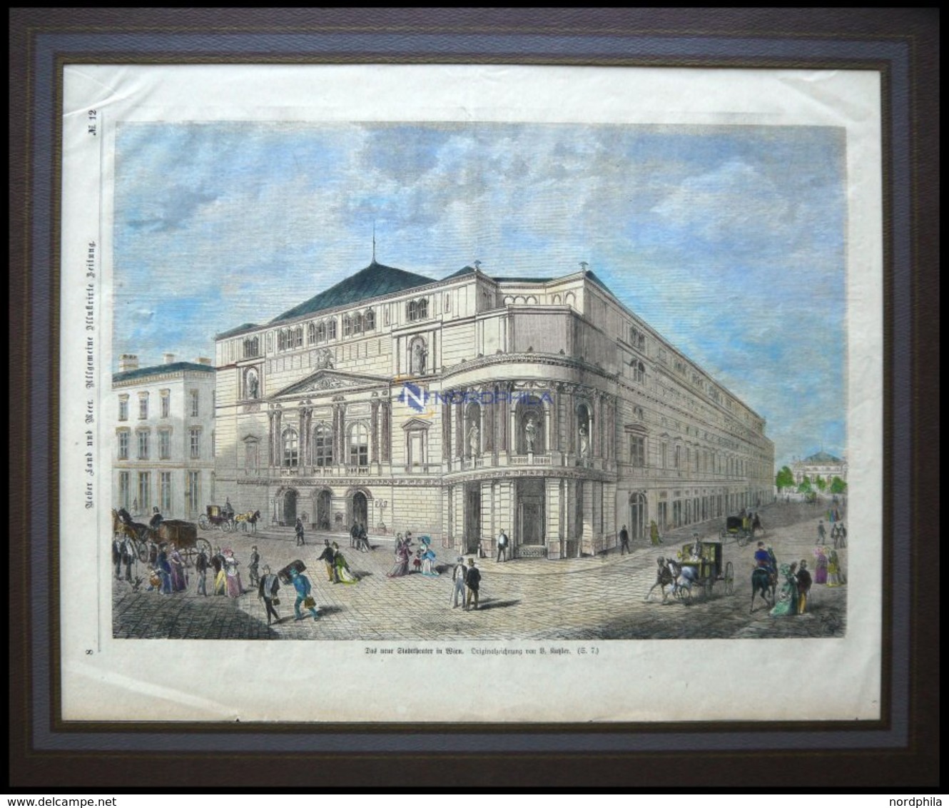 WIEN: Das Neue Stadttheater, Kolorierter Holzstich Nach Katzler Um 1880 - Litografía