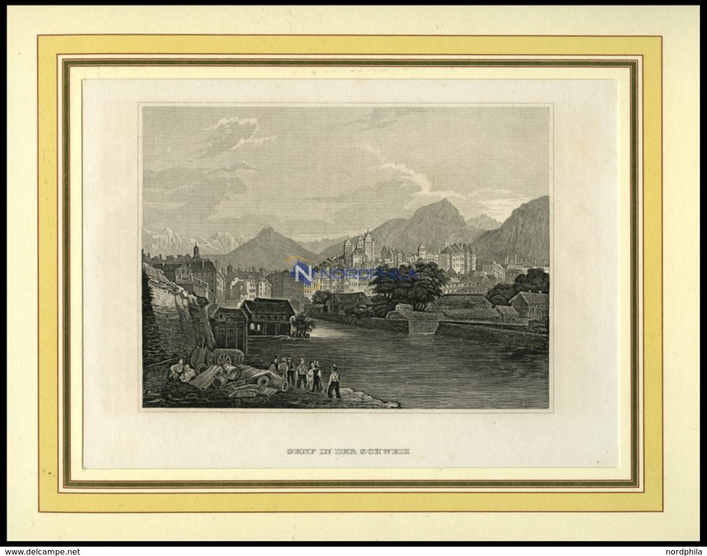 GENF, Gesamtansicht, Stahlstich Von B.I. Um 1860 - Lithographies