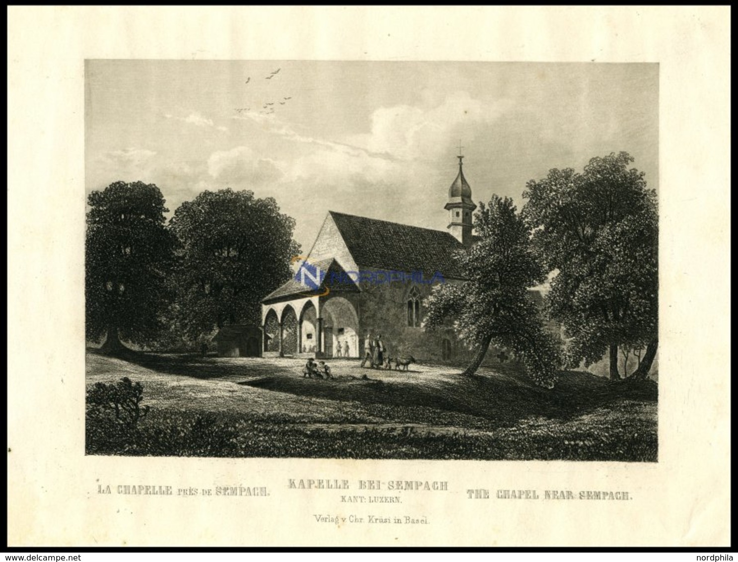 SEMPACH: Die Kapelle, Stahlstich Um 1840 - Lithographies