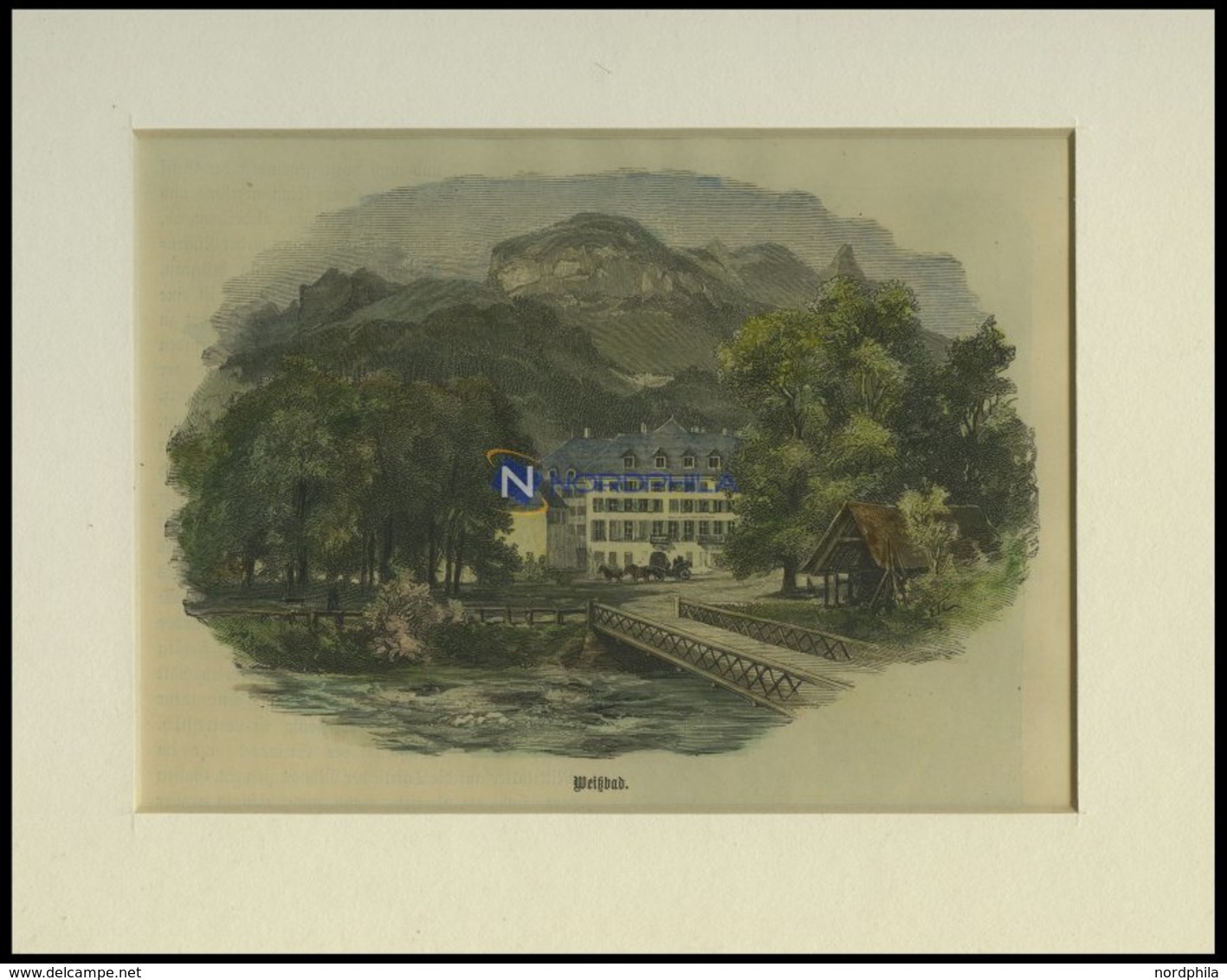 WEISSBAD, Teilansicht, Kolorierter Holzstich Um 1880 - Lithografieën