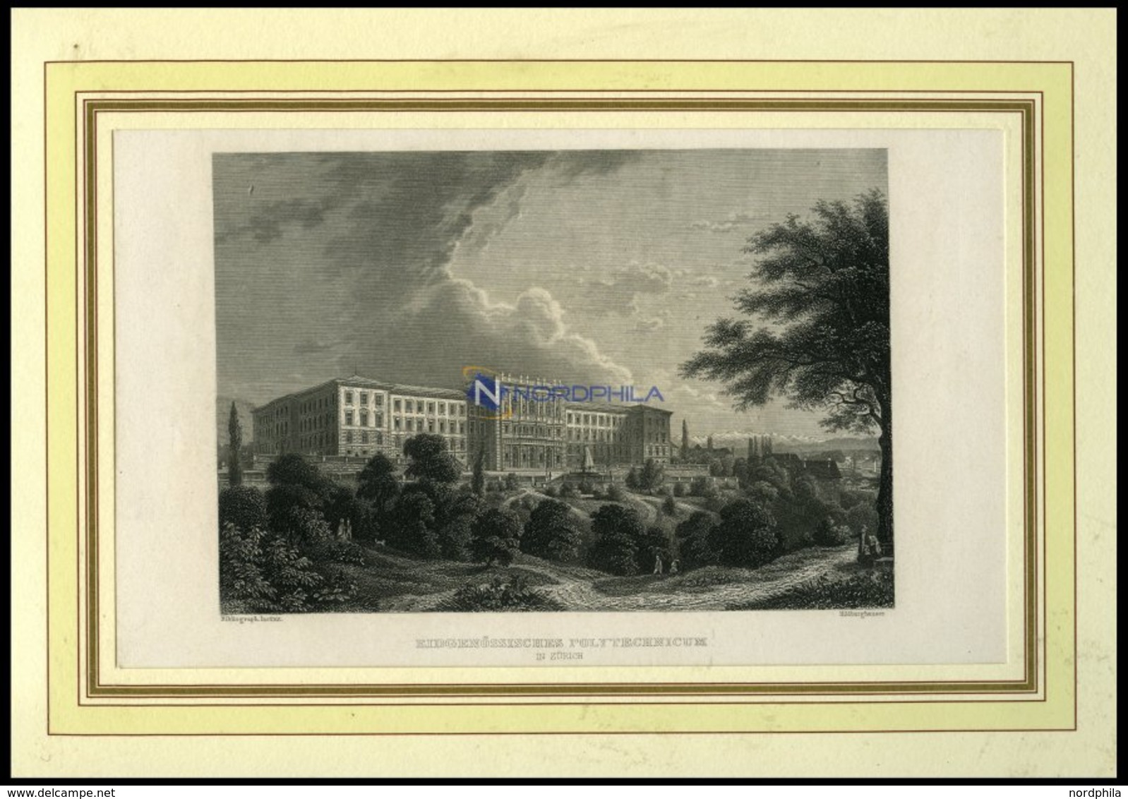 ZÜRICH: Eidgenössisches Polytechnicum, Stahlstich Von B.I. Um 1860 - Litografía