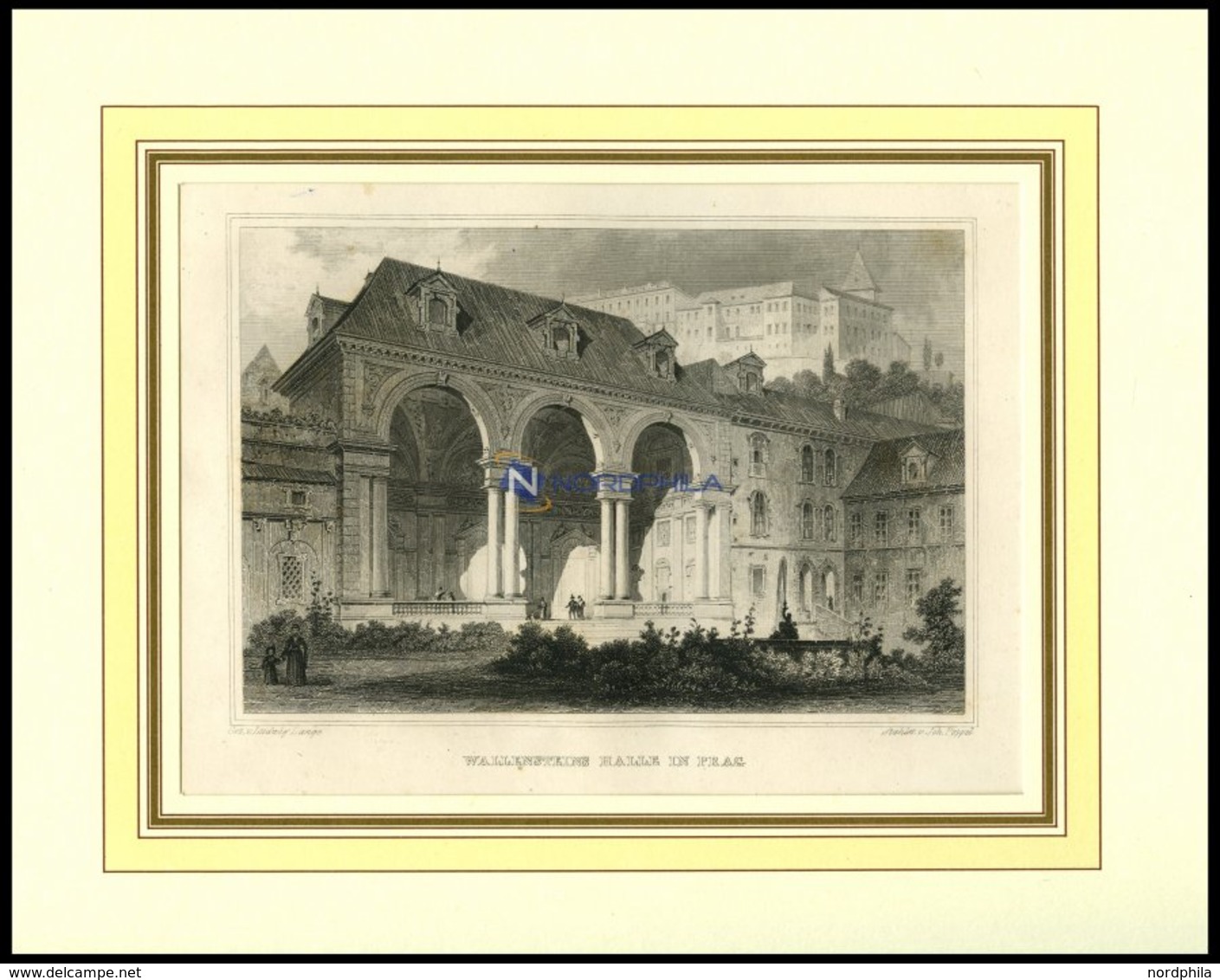 PRAG: Wallensteins Halle, Stahlstich Von Lange/Poppel, 1840 - Lithografieën