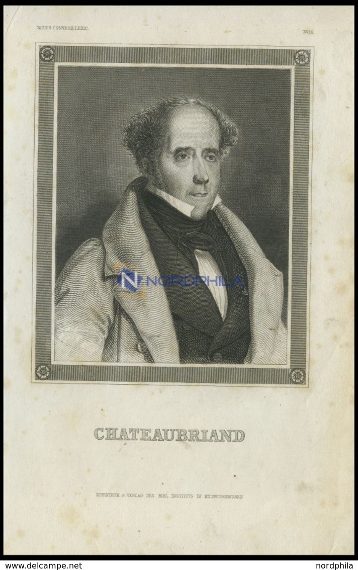 Chateaubriand, Stahlstich Von B.I. Um 1840 - Lithographies