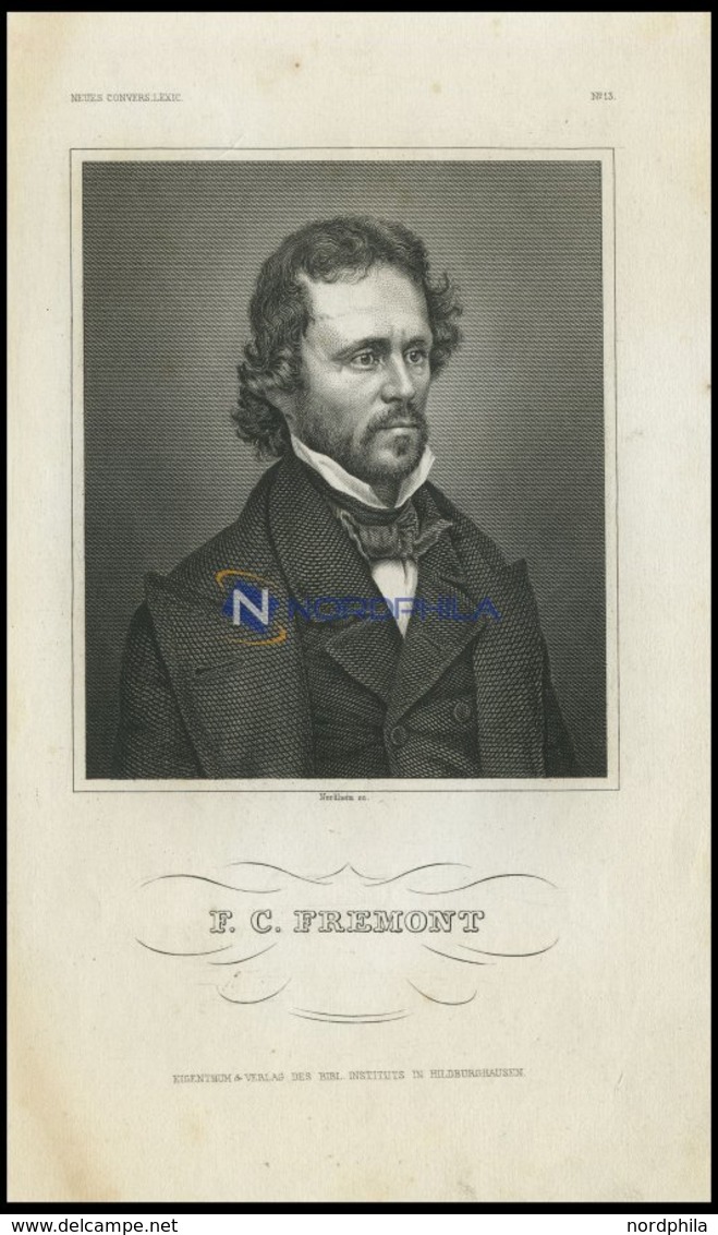 F.C. Fremont, Stahlstich Von B.I. Um 1840 - Lithografieën
