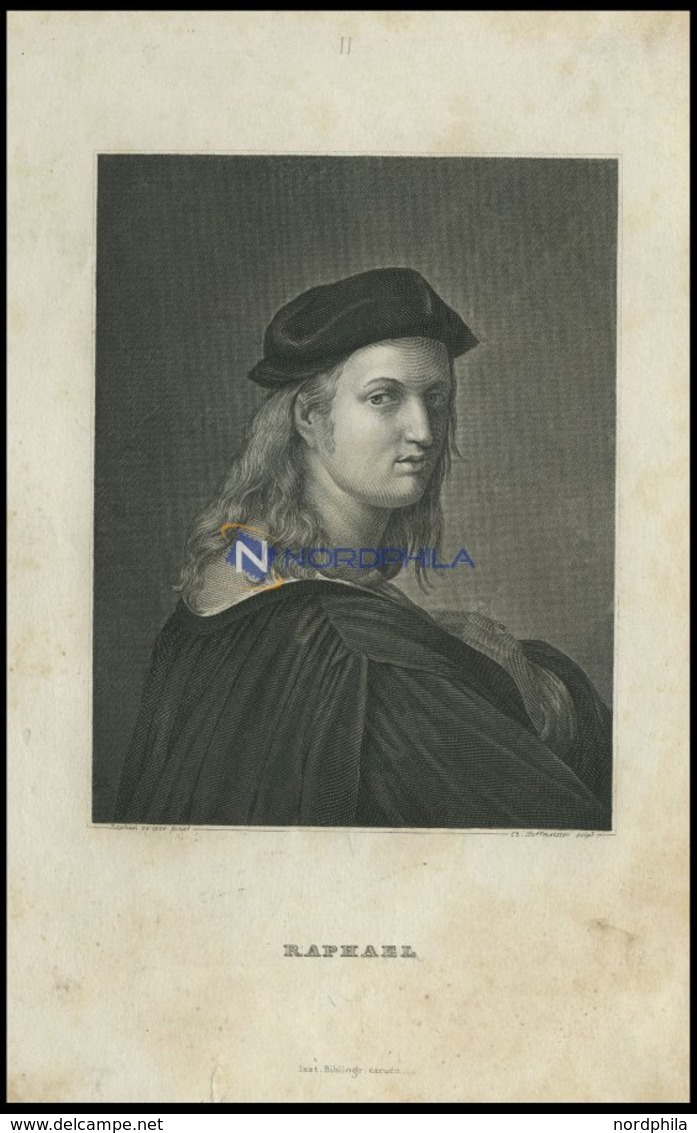 Raphael, Stahlstich Von B.I. Um 1840 - Litografia