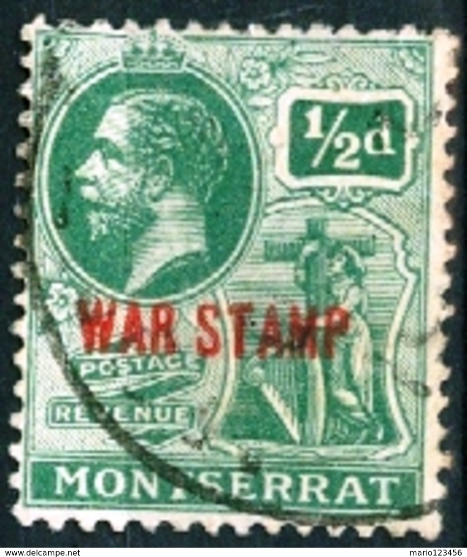 MONTSERRAT, COLONIA BRITANNICA, BRITISH COLONY, RE GIORGIO V, 1917, USATI,  Mi. 52…Scott MR1 - Montserrat