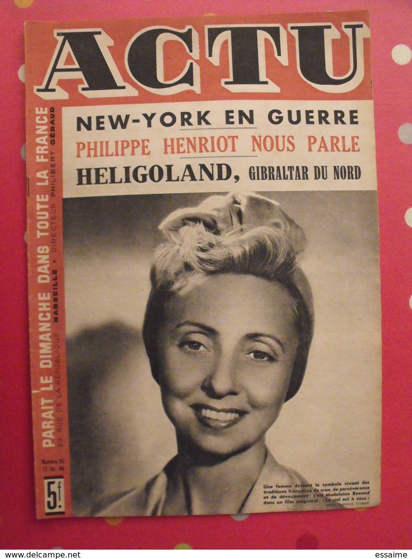 Actu N° 89 De 1944. Guerre Zone Libre. Marseille. Philippe Henriot Madeleinr Renaud Edith Piaf Arletty Ida Blanc. Rare - 1900 - 1949