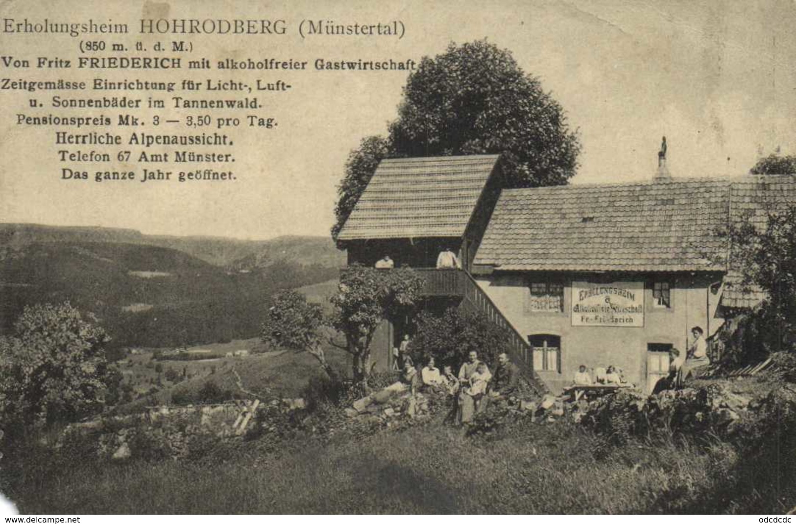 Erholungsheim HOHRODBERG ( Munstertal) Von Fritz Friererich RV Cachet Tresor Et Postes 97 - Muenstertal