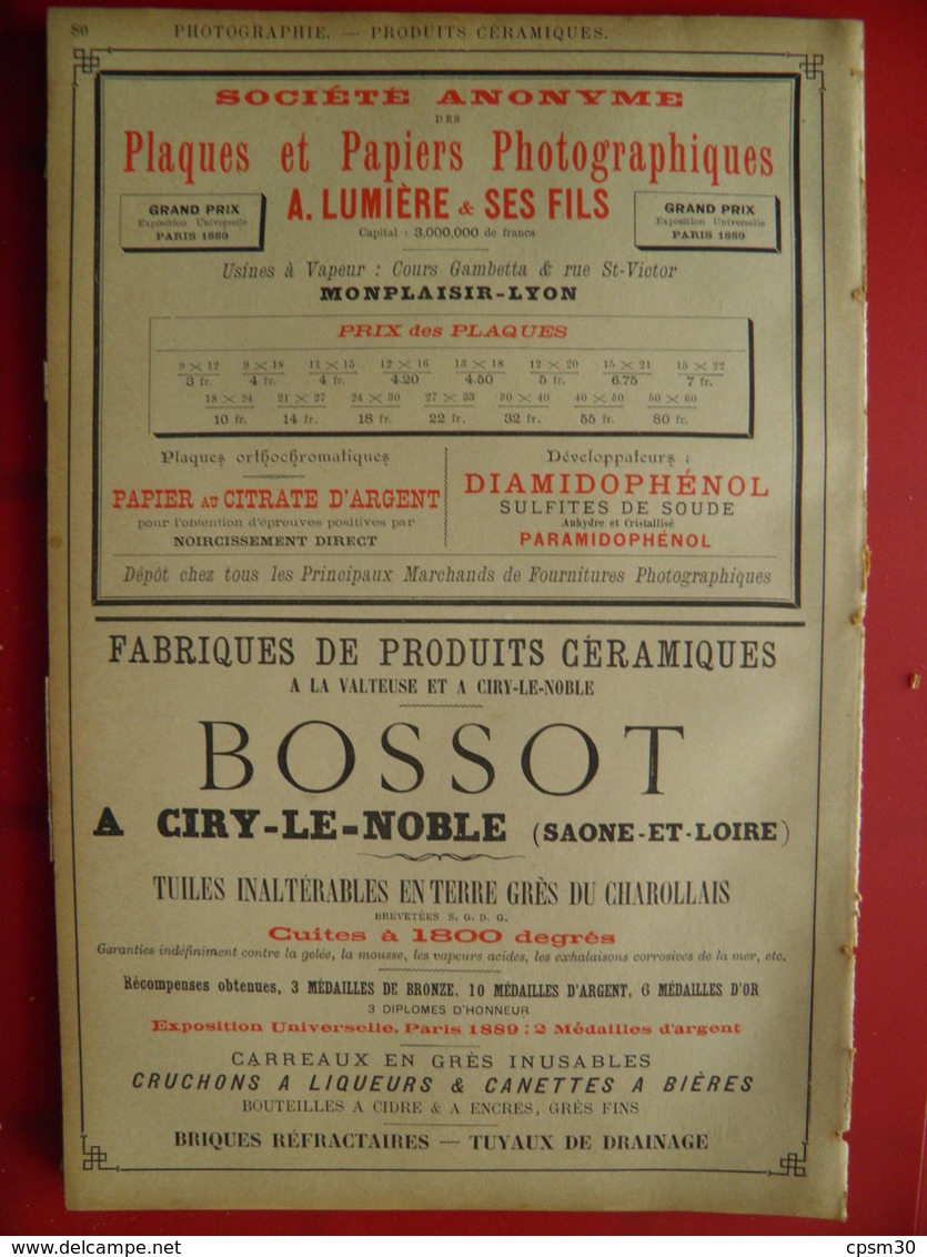 PUB 1894 - Pippermint Par Get F à Revel 31; Photographie A. Lumière Monplaisir-Lyon; Céramique Bossot Ciry Le Noble 71 - Werbung