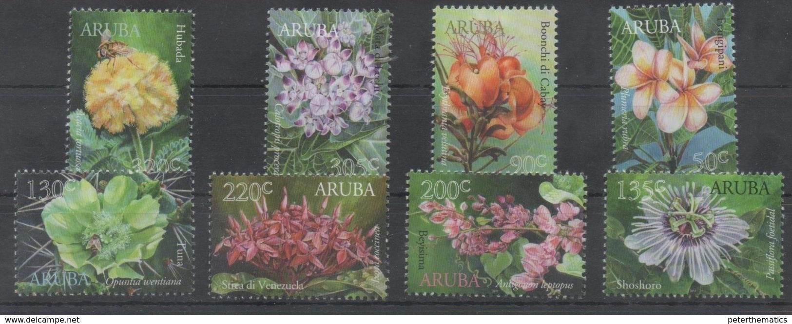 ARUBA, 2017, MNH, FLORA, FLOWERS, BEES,  8v - Other & Unclassified