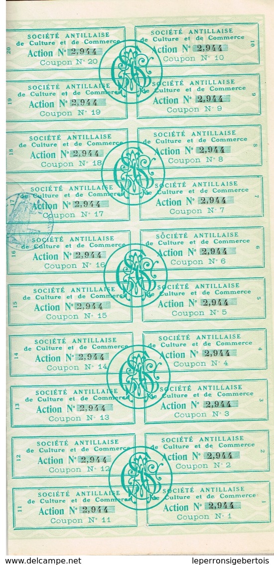 Ancienne Action - Société Antillaise De Culture & De Commerce -  Titre De 1928 - - Agriculture