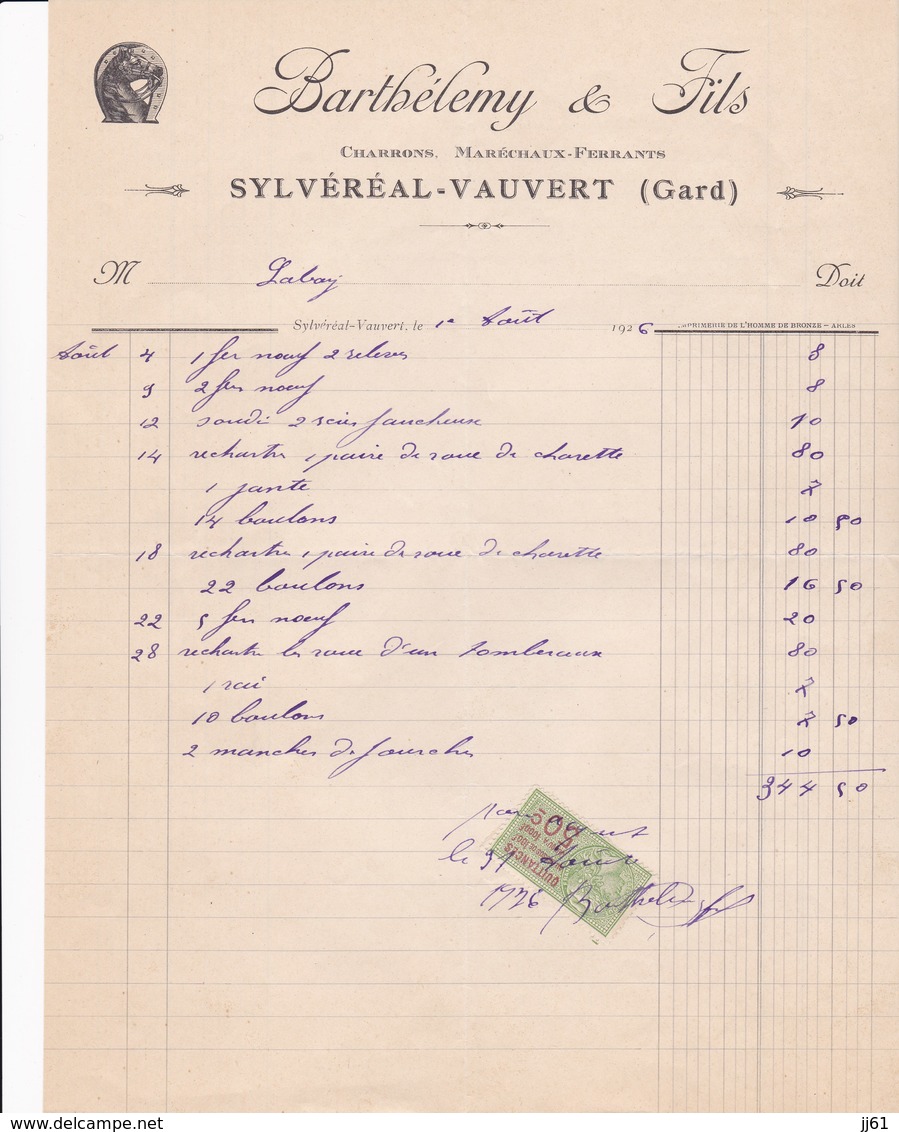 SYLVEREAL VAUVERT GARD BARTHELEMY CHARRONS MARECHAUX FERRANTS ANNEE 1926 - Autres & Non Classés