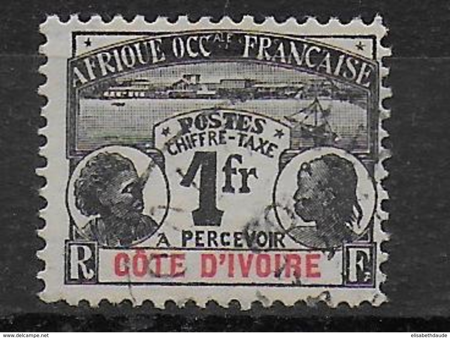 GRANDES SERIES COLONIALES - COTE D'IVOIRE - BALLAY - TAXE YVERT N°8 * OBLITERE - COTE = 46 EUR - Usados