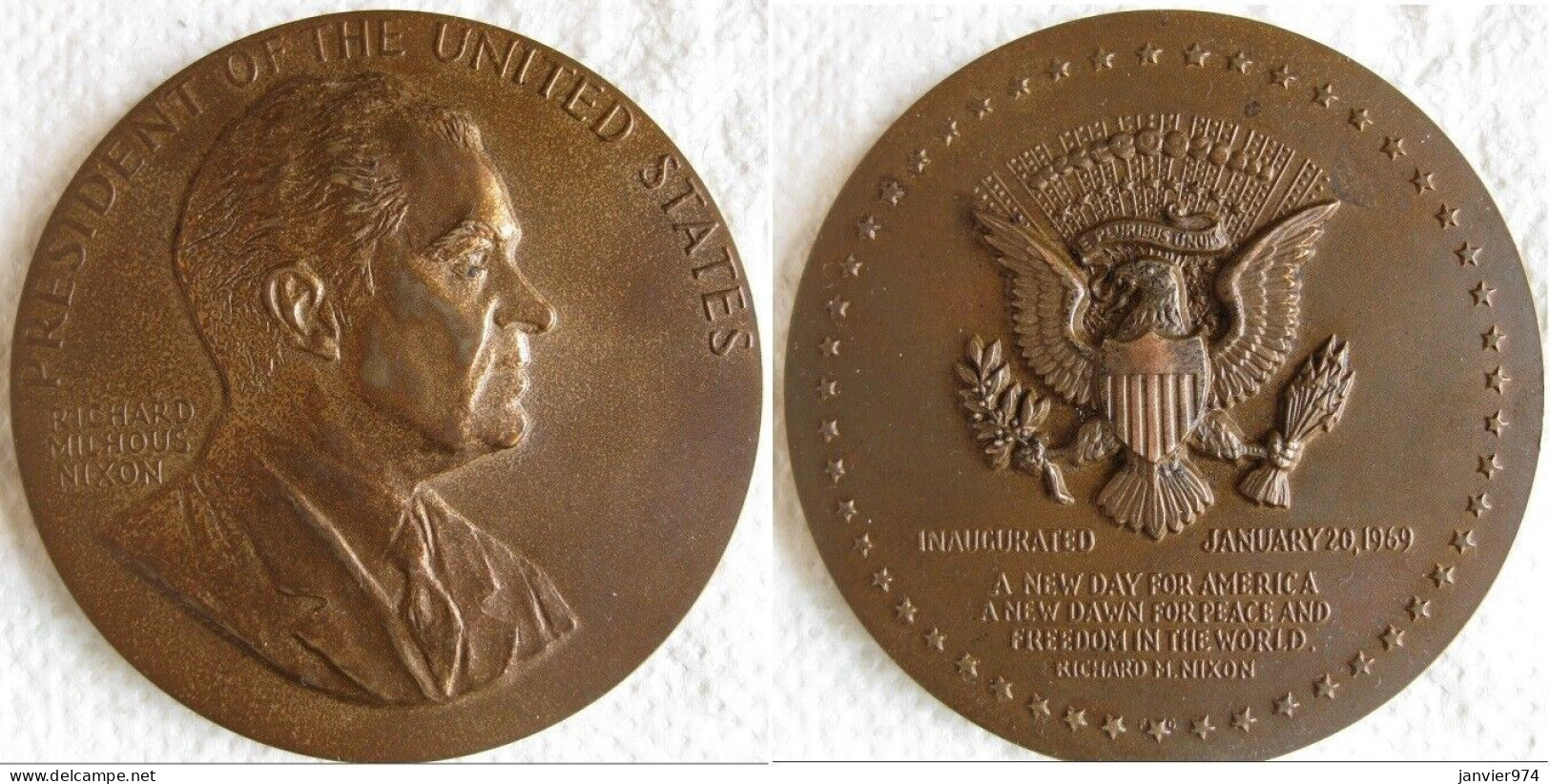 Médaille Richard Nixon President Of The United States 1969, Par Gasparro - Autres & Non Classés