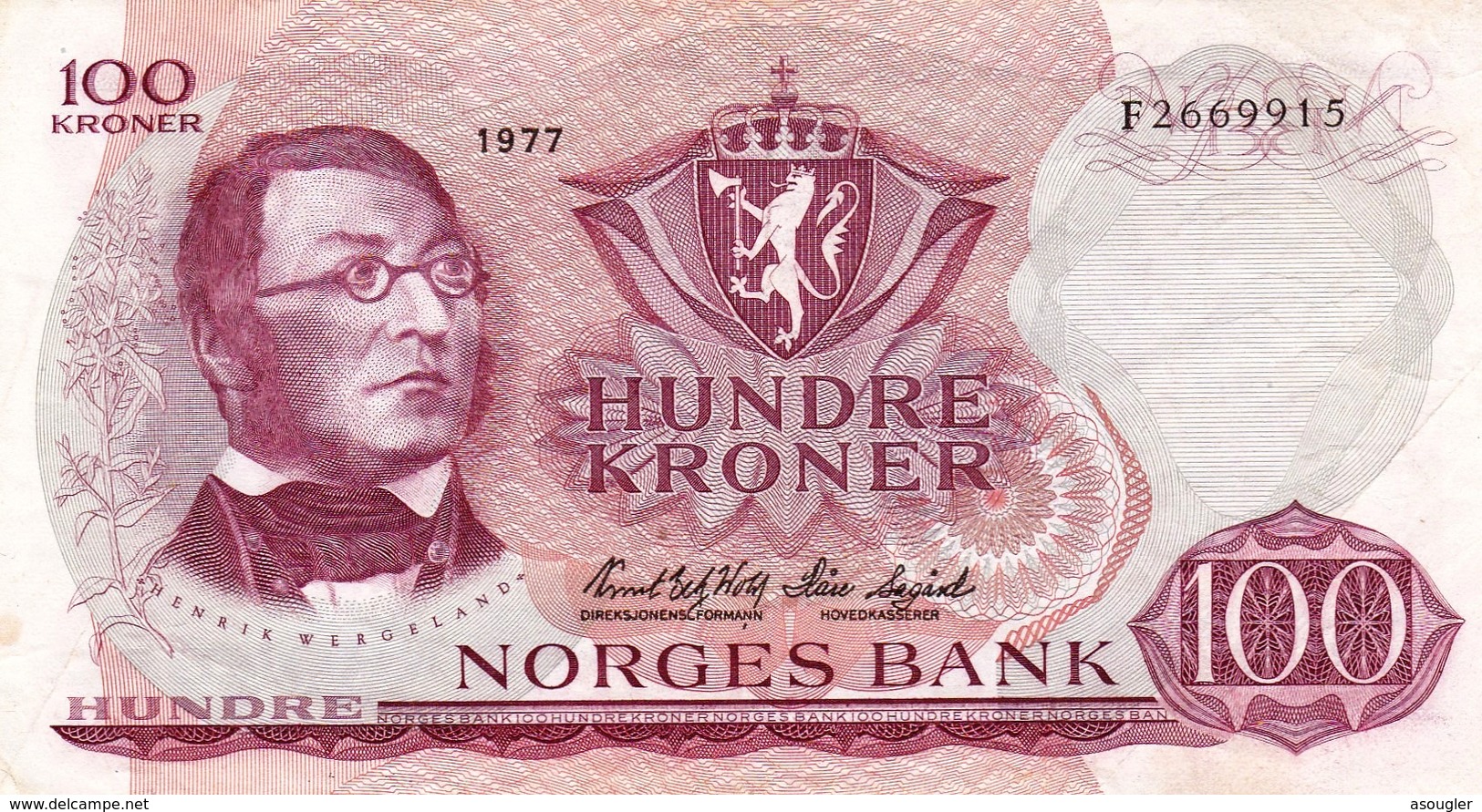 NORWAY 100 KRONER 1977  P-38h VF (free Shipping Via Registered Air Mail) - Norvège