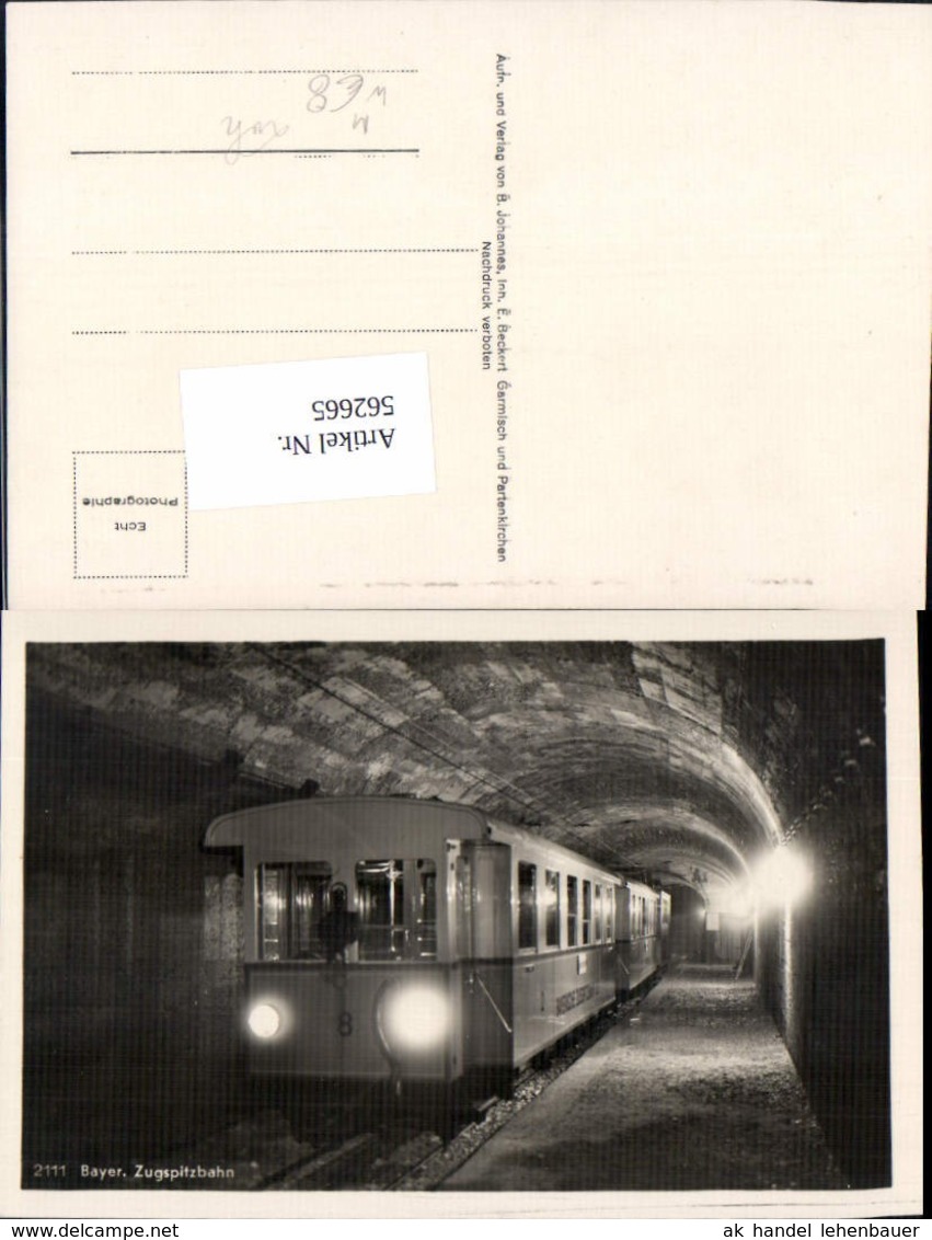 562665,Eisenbahn Lokomotive Zug Bayer. Zugspitzbahn Tunnel Beleuchtet Ehrwald - Treinen