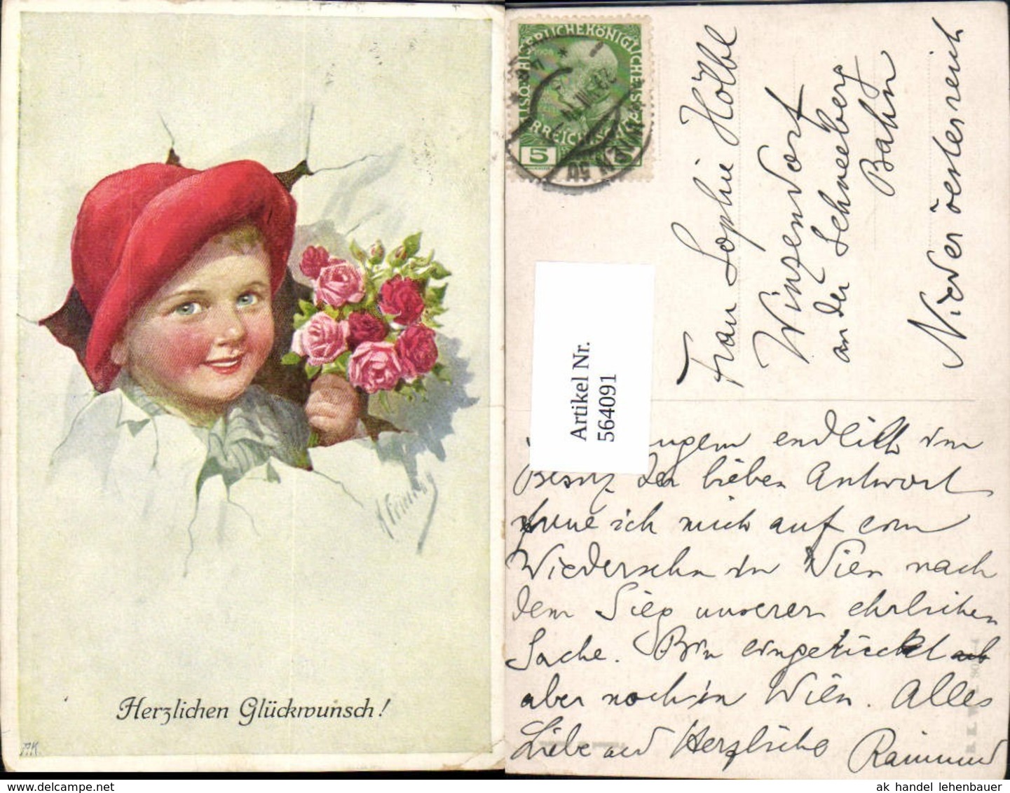 564091,tolle K&uuml;nstler AK Karl Feiertag Junge Rosen Pub B.K.W.I. 803-4 - Feiertag, Karl