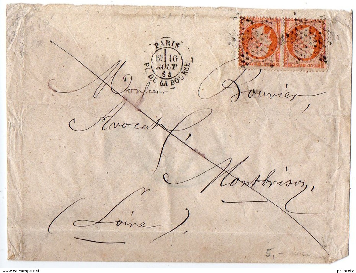 40c Napoléon N° 23 X2 Sur Lettre De 1864 - Défauts - 1849-1876: Période Classique