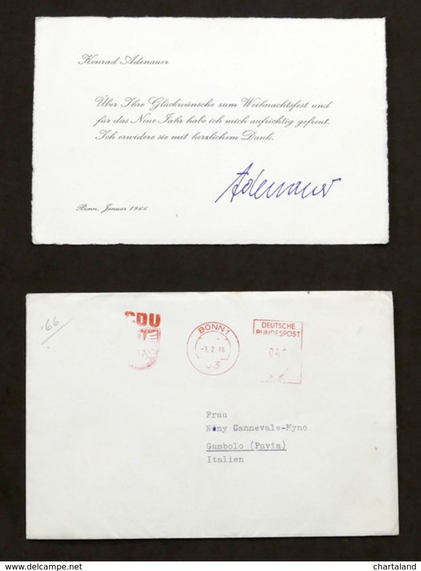Politica - Autografo Di Konrad Adenauer + 14 Lettere Collaboratori - 1966 - Other & Unclassified