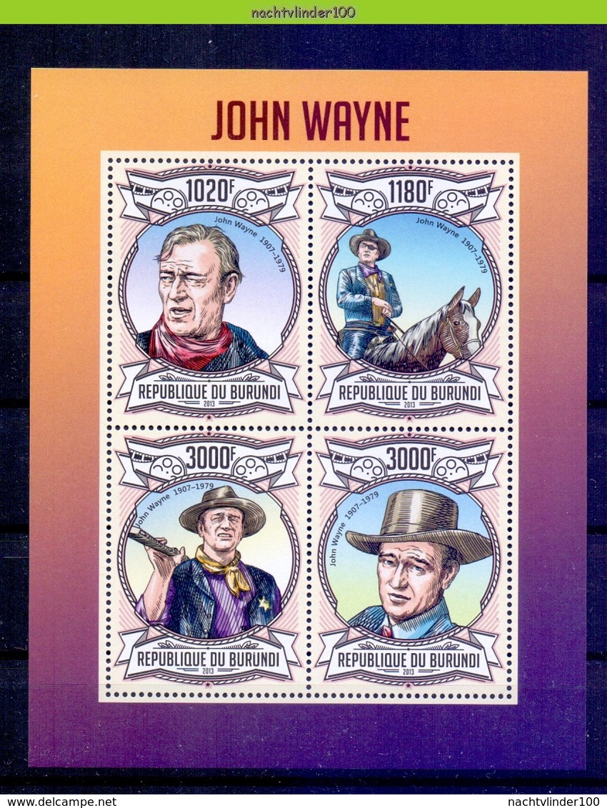 Nep101 BEROEMDE PERSONEN JOHN WAYNE PAARD HORSE FAMOUS PEOPLE MICHEL 3043-3046 BURUNDI 2013 PF/MNH # - Attori