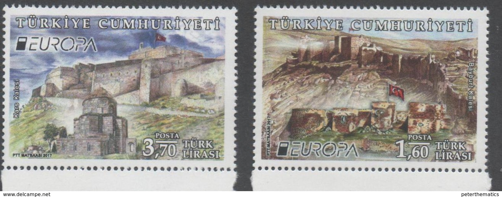 TURKEY, 2017, MNH, EUROPA, CASTLES, 2v - 2017